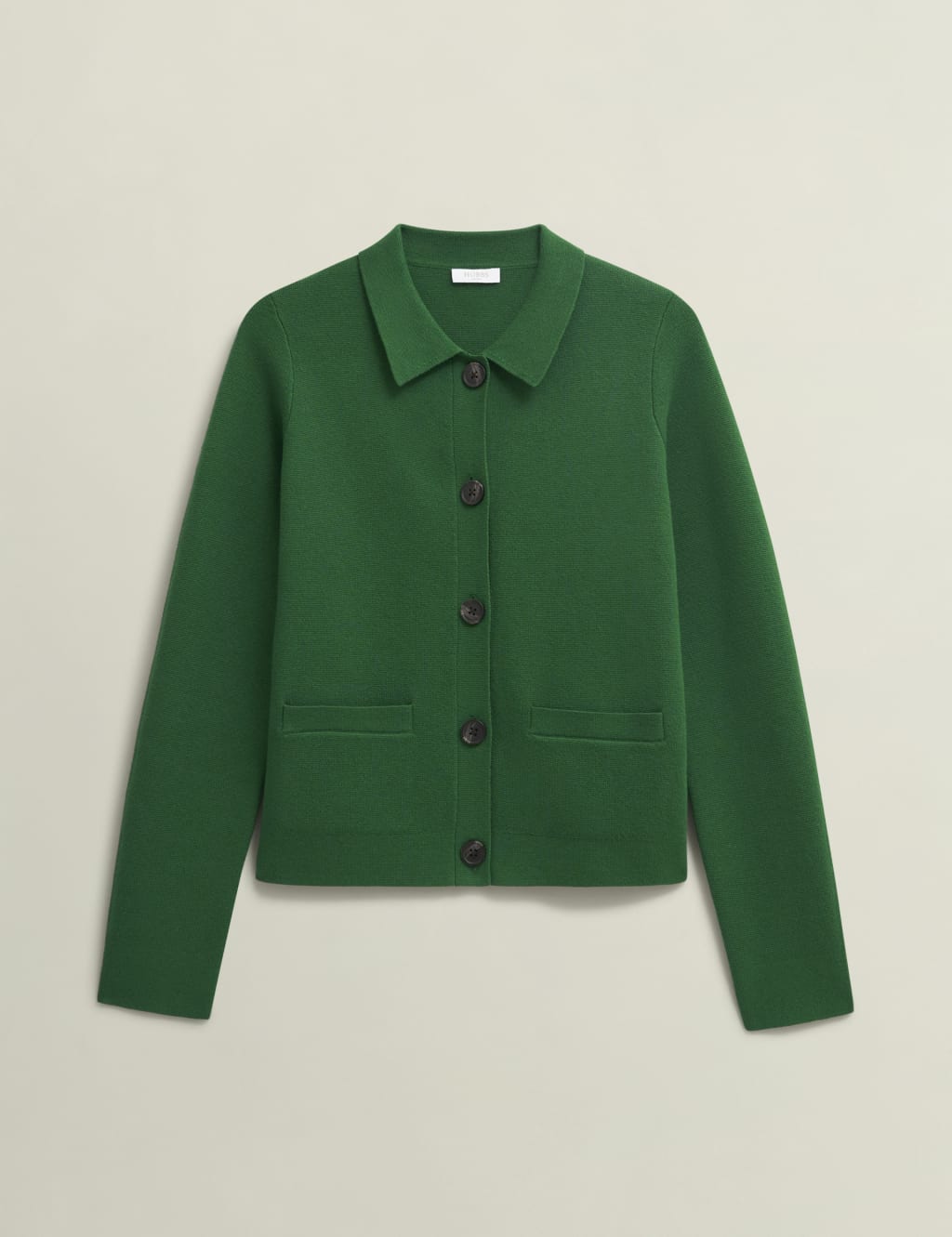 Merino Wool Blend Collared Knitted Jacket 2 of 9