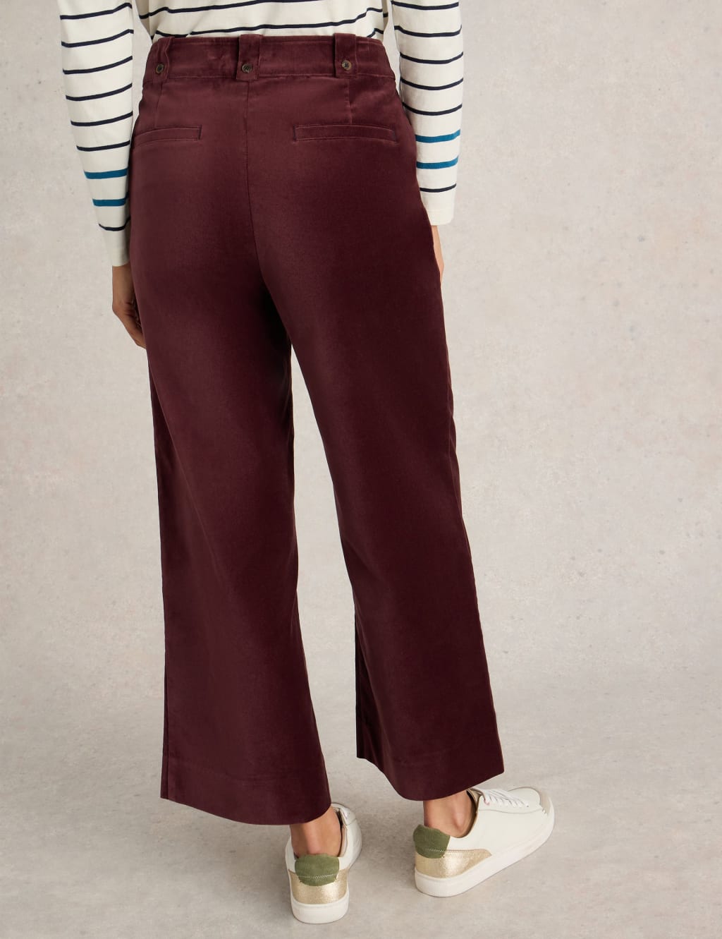 Pure Cotton Velvet Wide Leg Cropped Trousers White Stuff M S