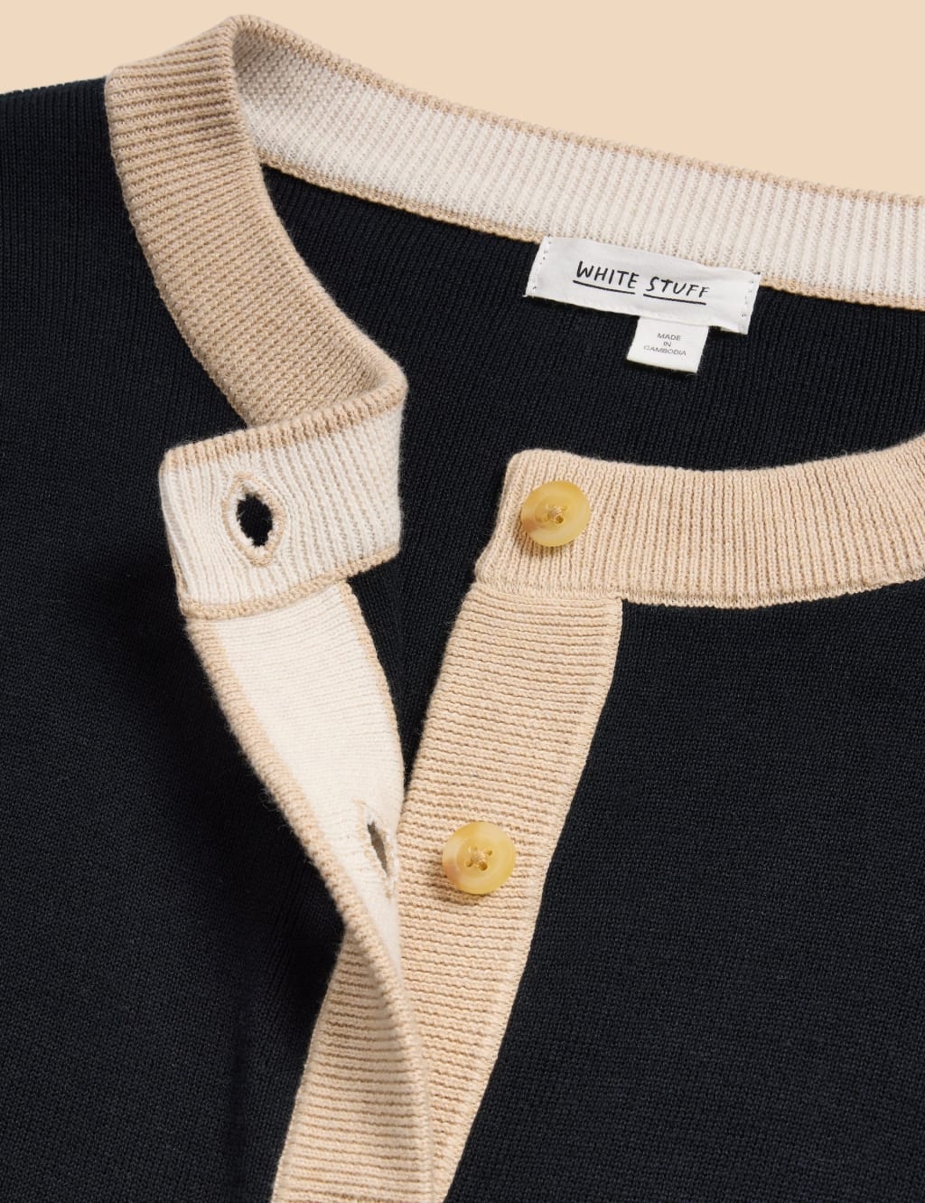 Pure Cotton Contrast Trim Cardigan White Stuff M S