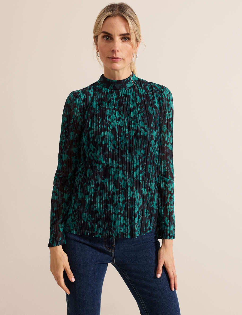 Mesh Abstract Floral Top 1 of 6