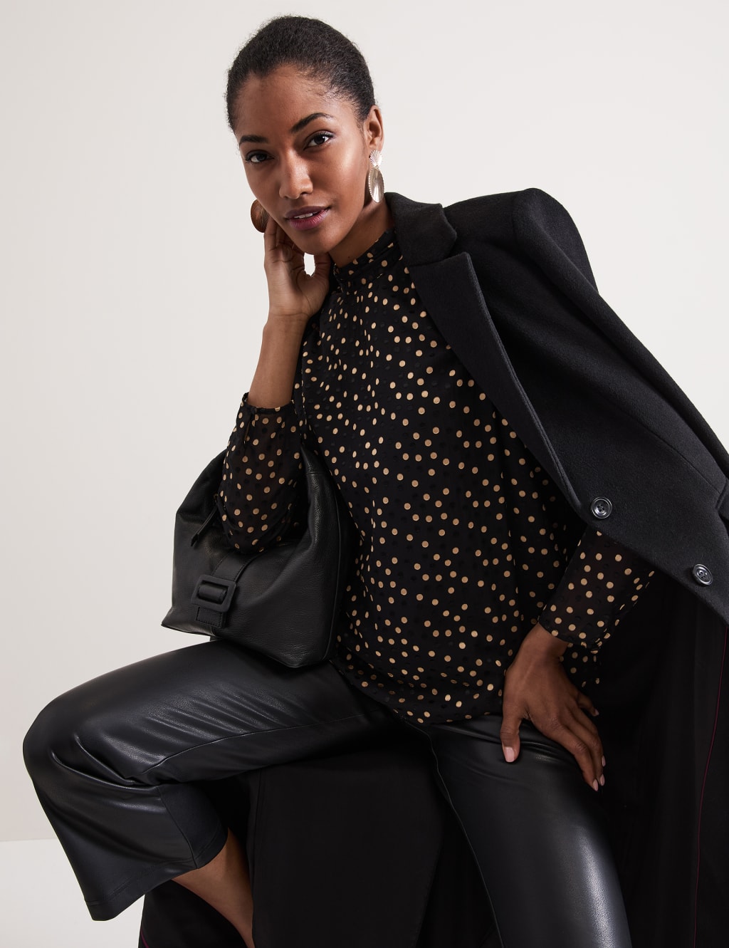 Jacquard Polka Dot Blouson Sleeve Blouse | Phase Eight | M&S