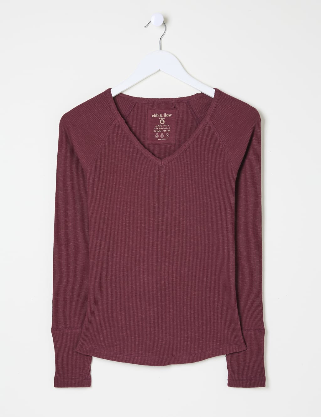 Cotton Rich Ribbed V-Neck Top 1 of 1