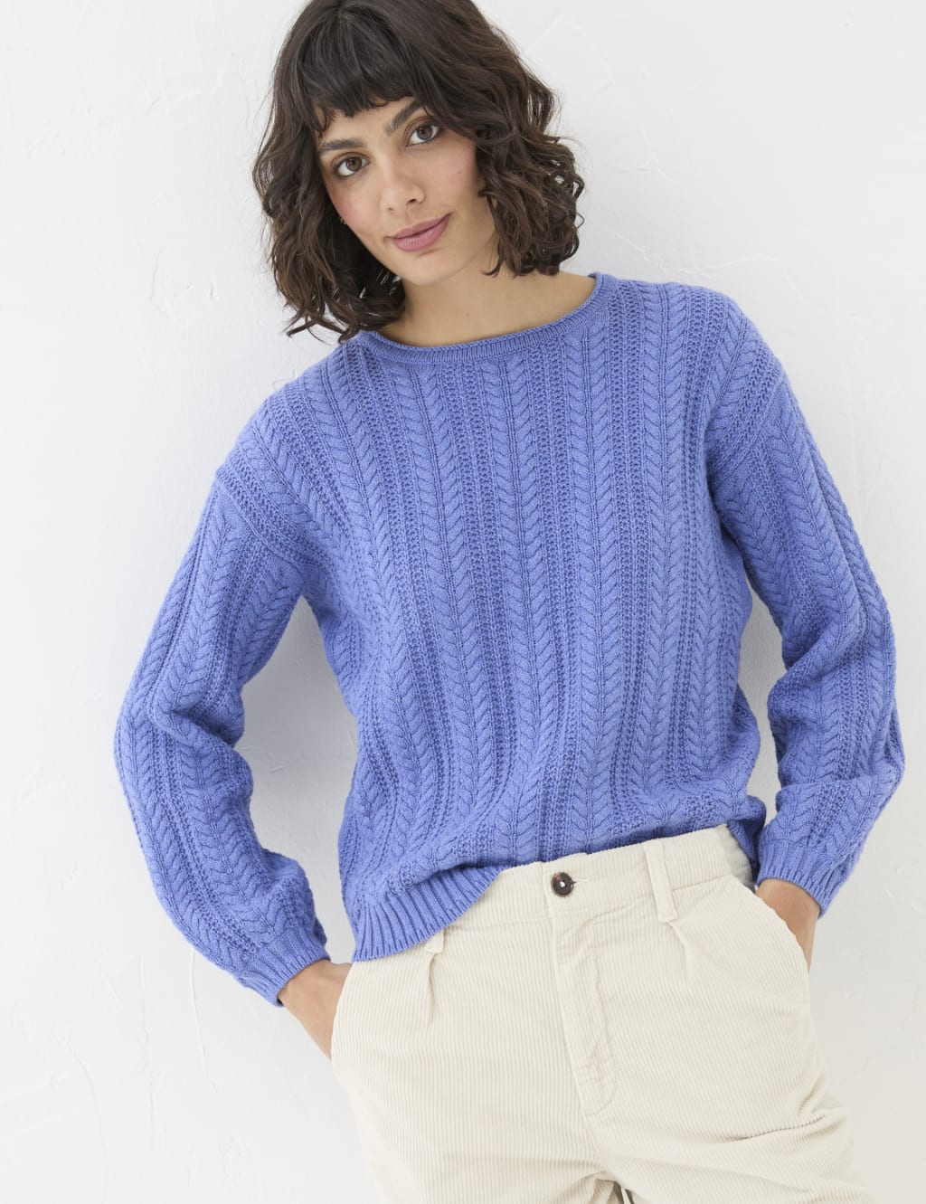 Pure Cotton Cable Knit Crew Neck Jumper 1 of 5
