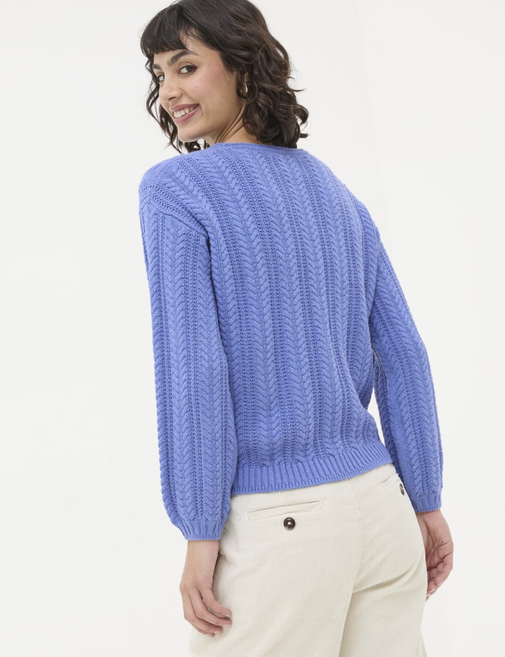 Pure Cotton Cable Knit Crew Neck Jumper 3 of 5