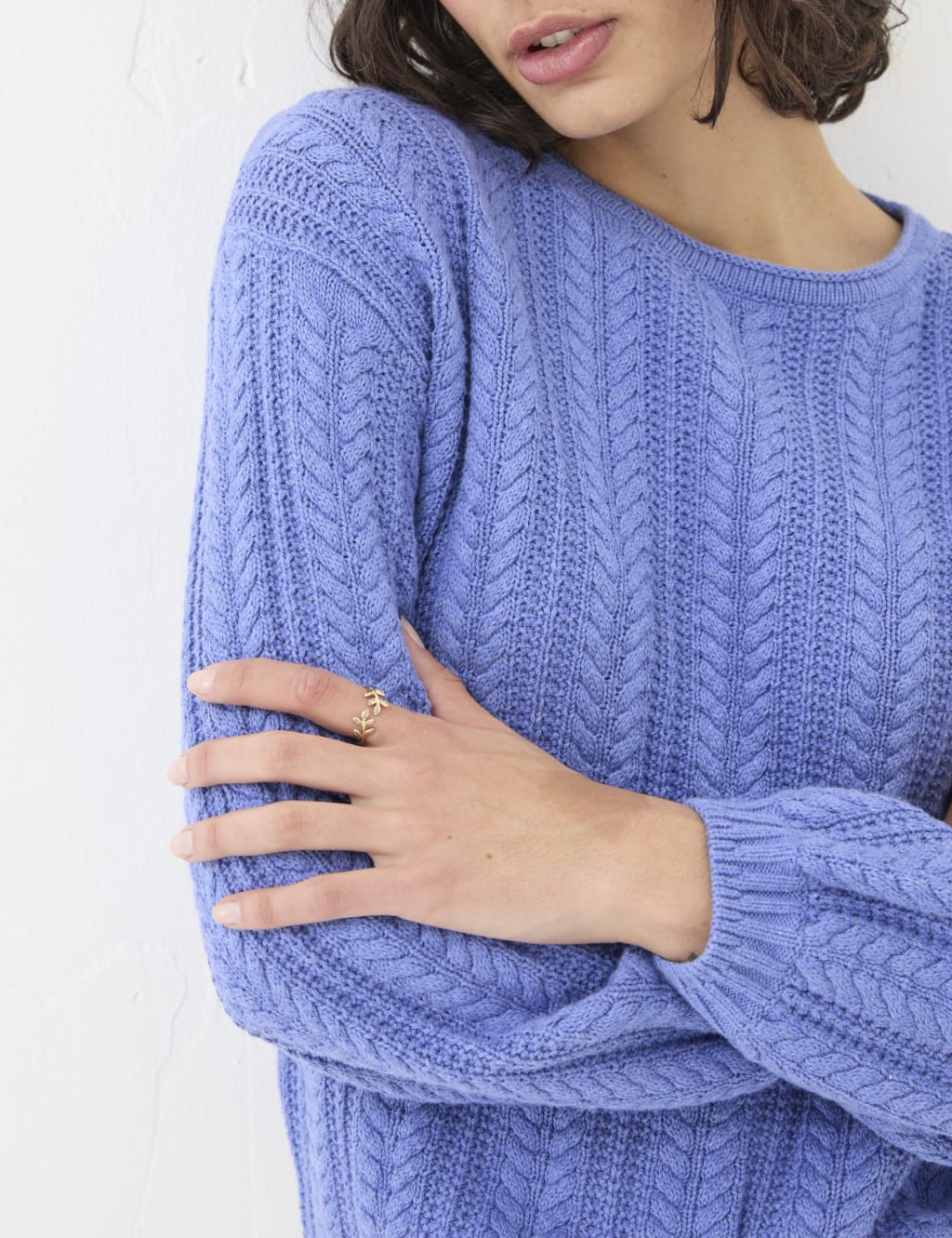Pure Cotton Cable Knit Crew Neck Jumper 4 of 5