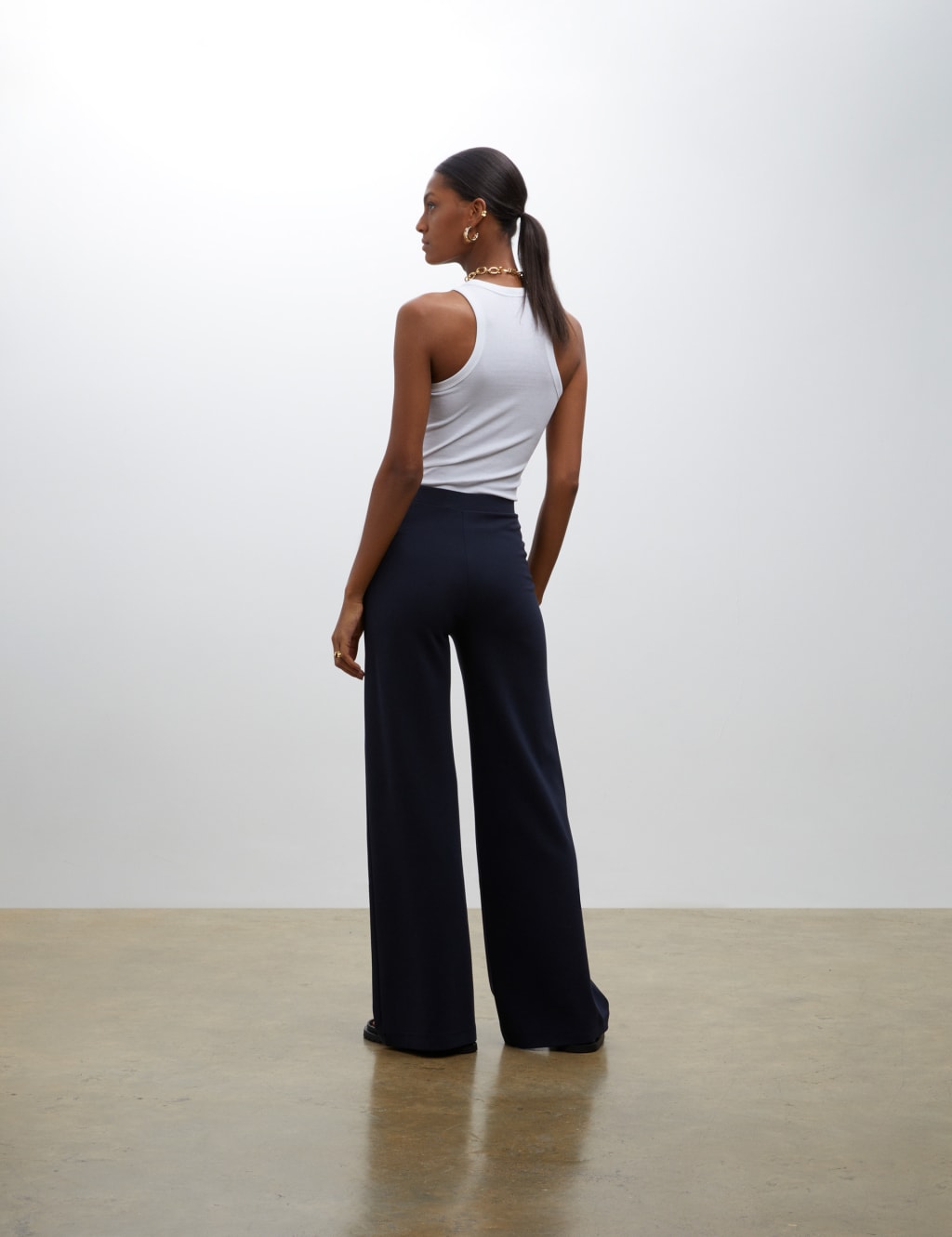 Elasticated wide leg trousers deals