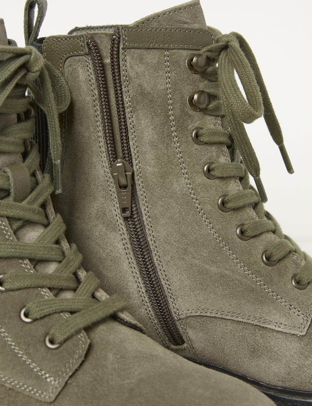 Suede Hiker Lace Up Block Heel Ankle Boots FatFace M S