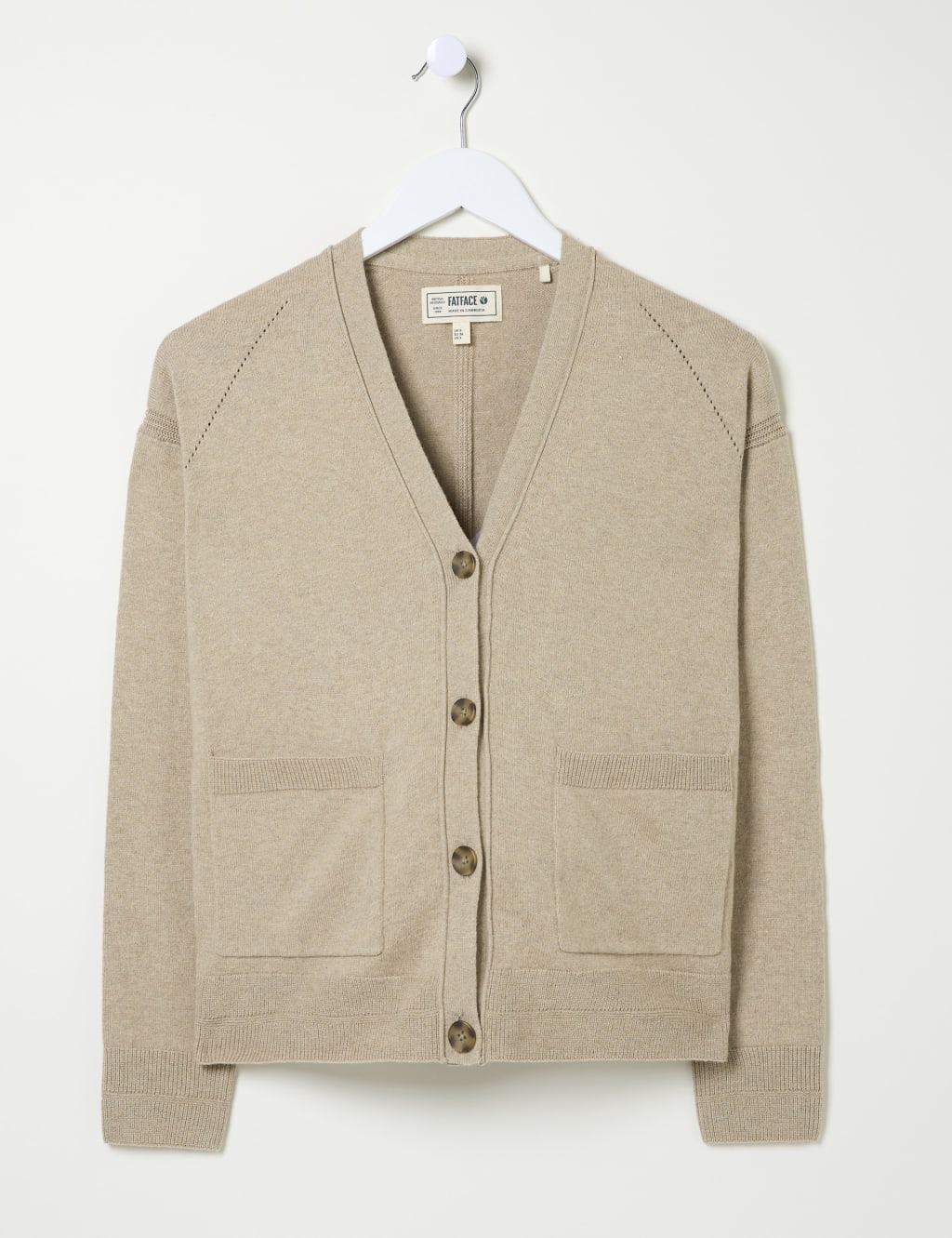 Cotton Rich V Neck Cardigan with Cashmere