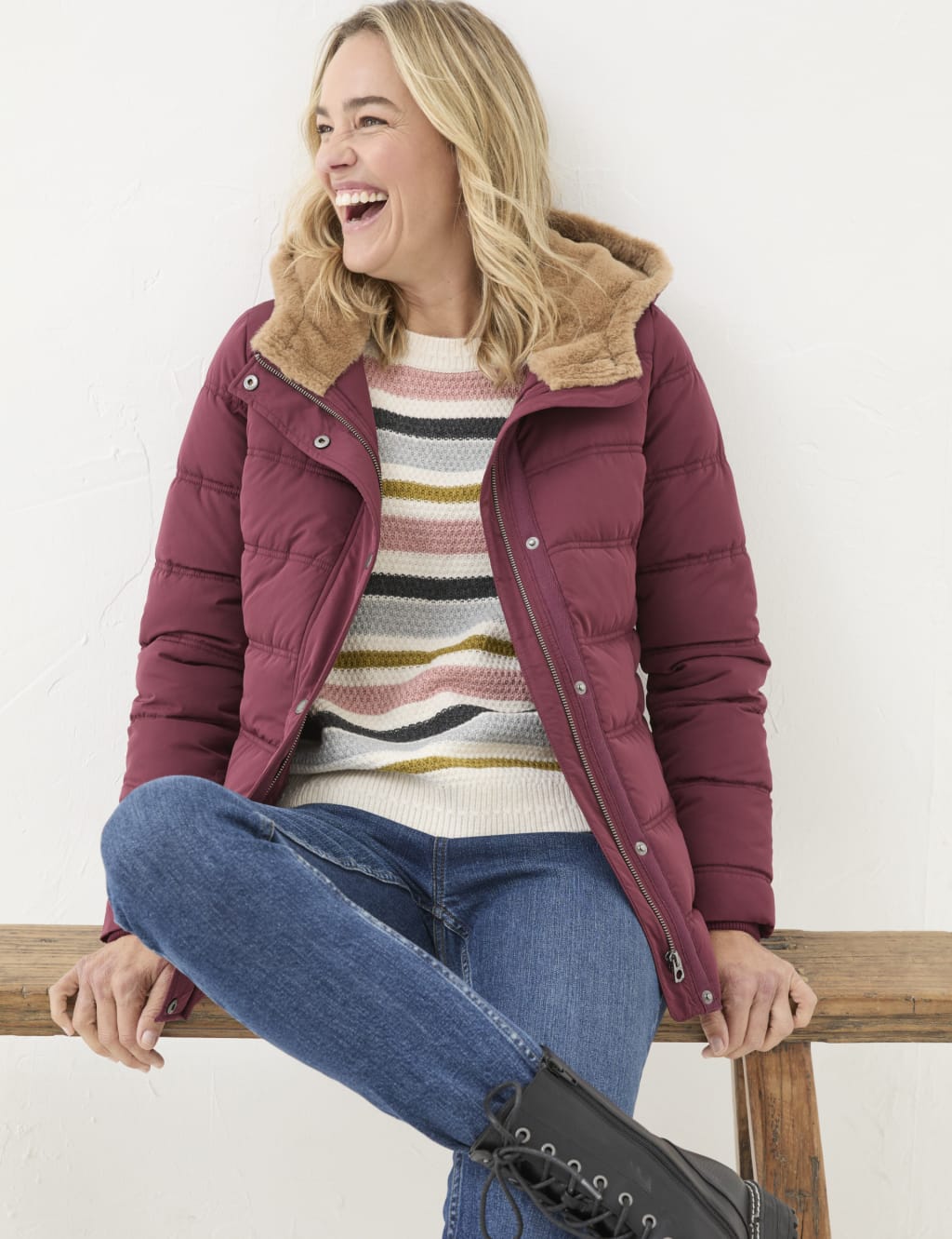 Faux Fur Lined Short Puffer Coat
