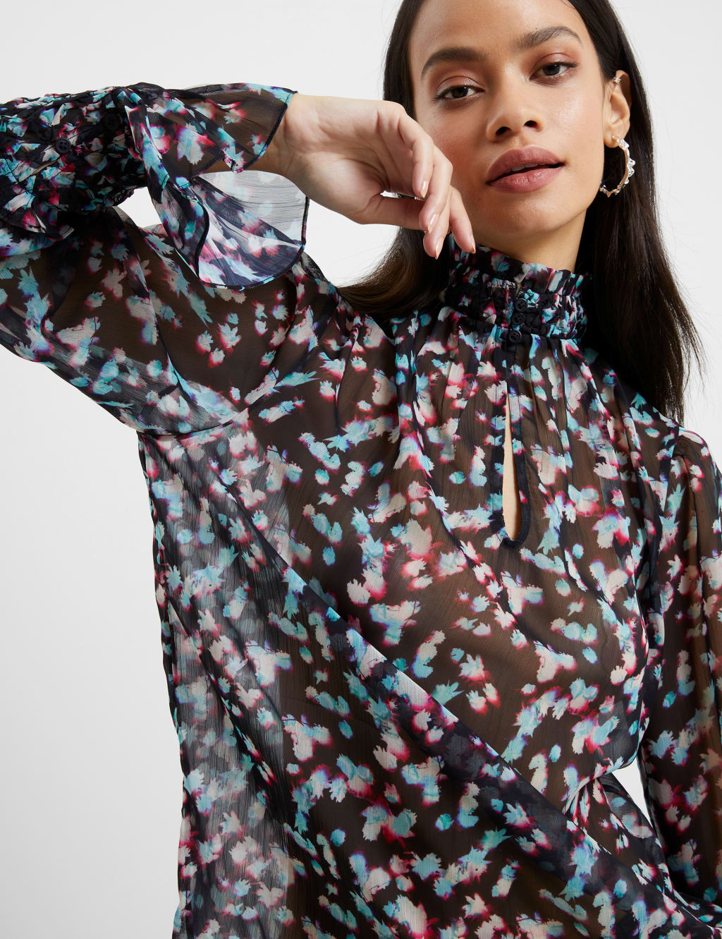 Sheer sleeve blouse outlet