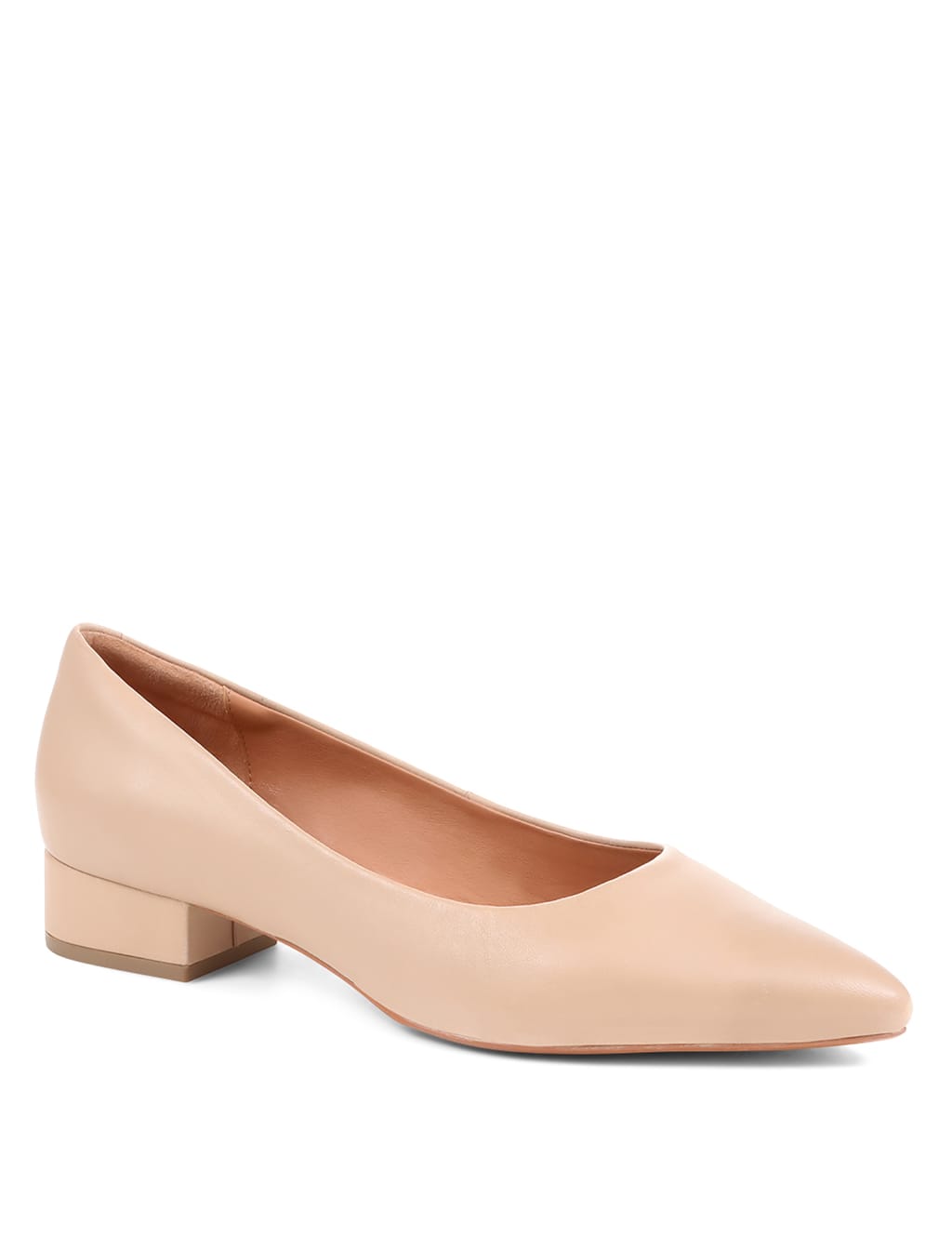 Leather Block Heel Pointed Court Shoes 2 of 7