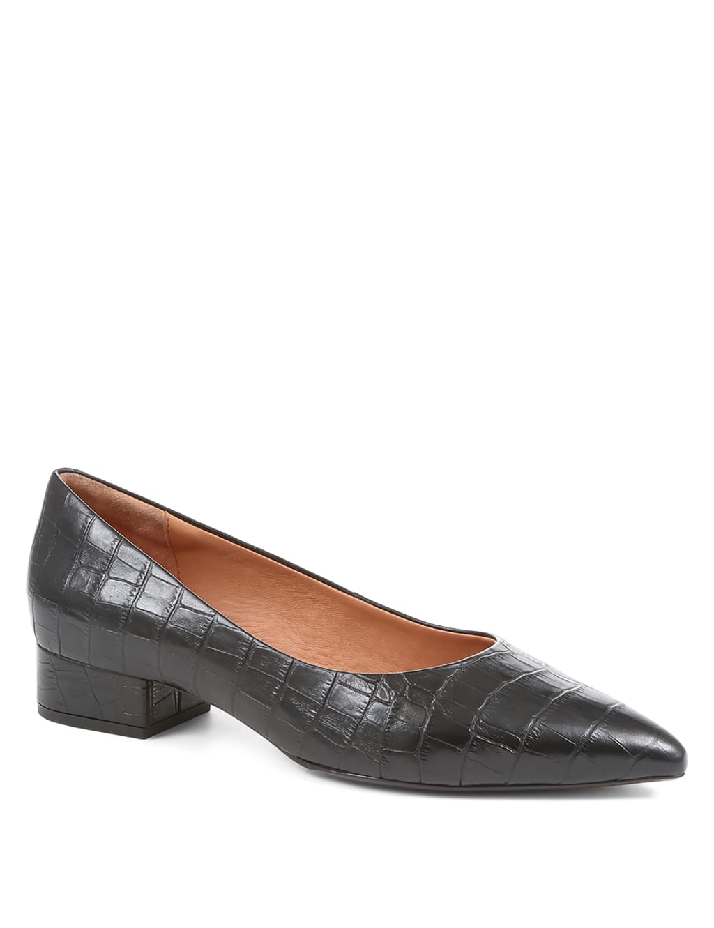Leather Block Heel Pointed Court Shoes Jones Bootmaker M S