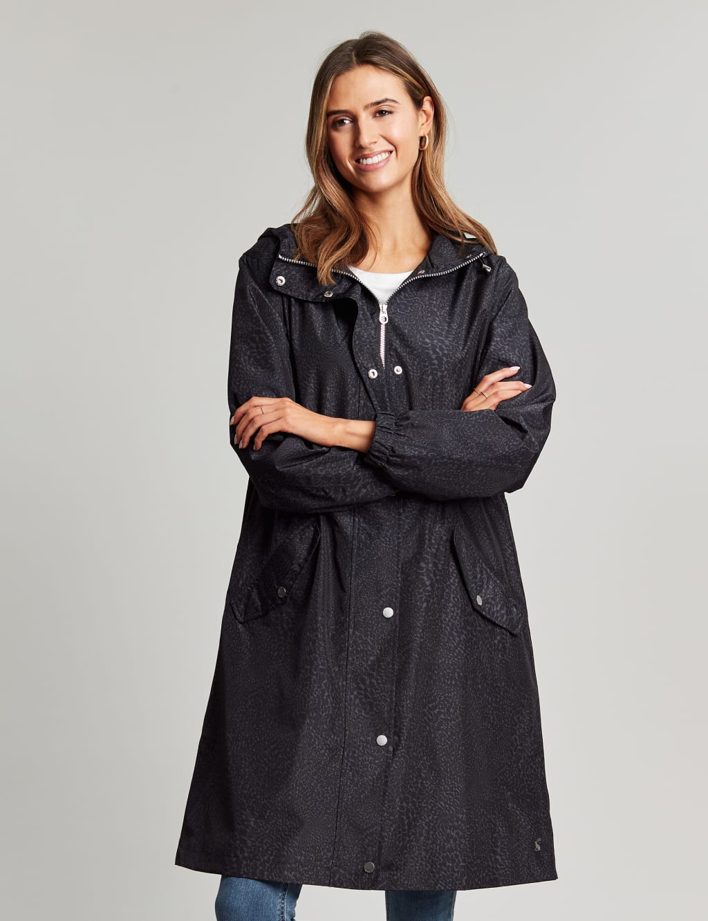 Waterproof Leopard Print Longline Raincoat Joules M S