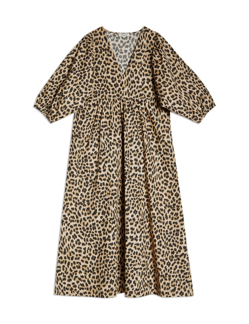 Pure Cotton Animal Print V-Neck Midi Dress 2 of 4