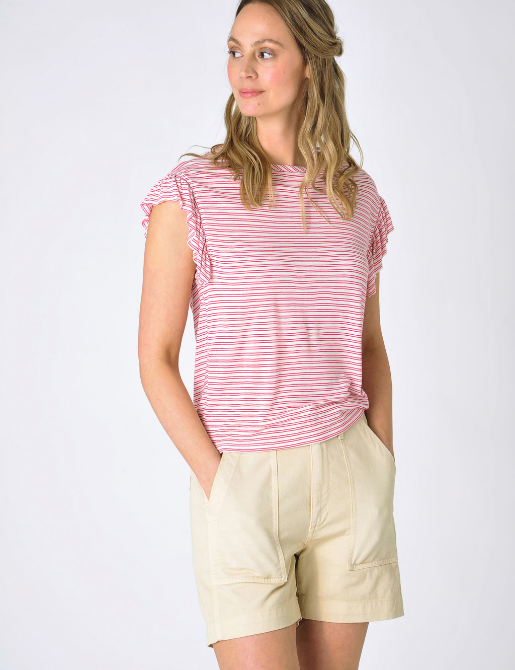 Jersey Striped Ruffle Top 1 of 5