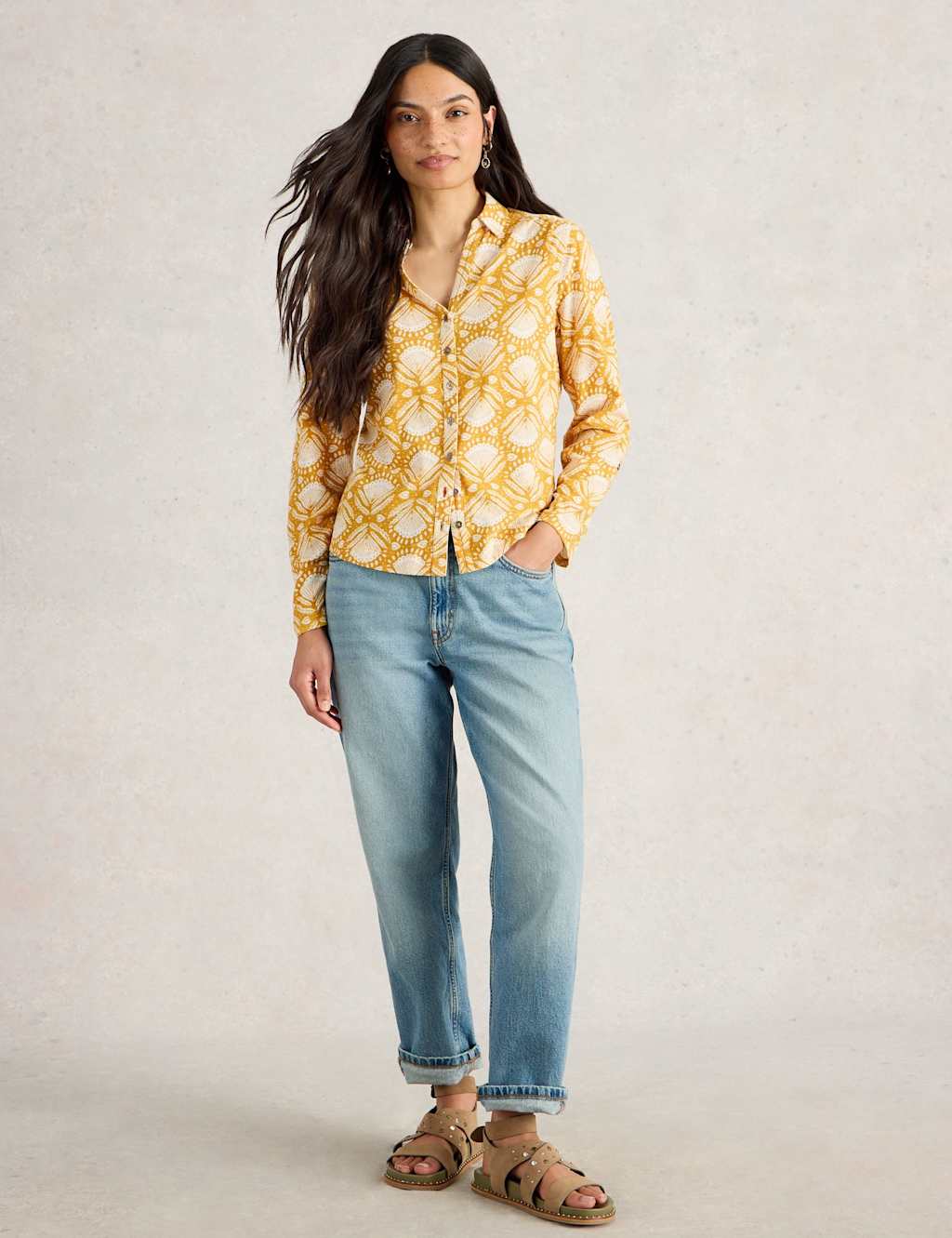 Pure Cotton Floral Button Through Annie Jersey Shirt 3 of 6