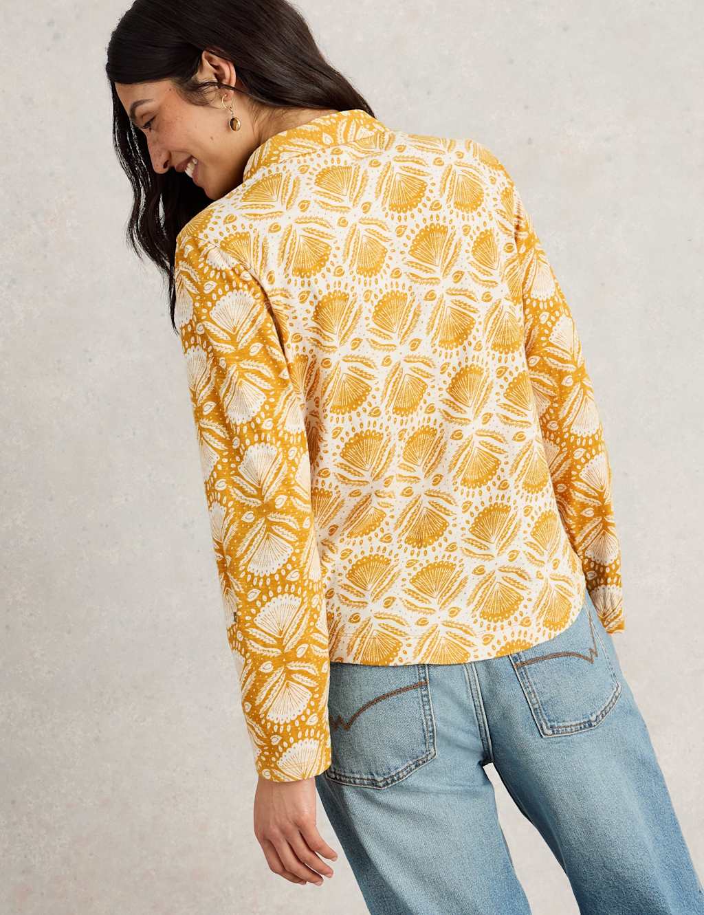 Pure Cotton Floral Button Through Annie Jersey Shirt 4 of 6