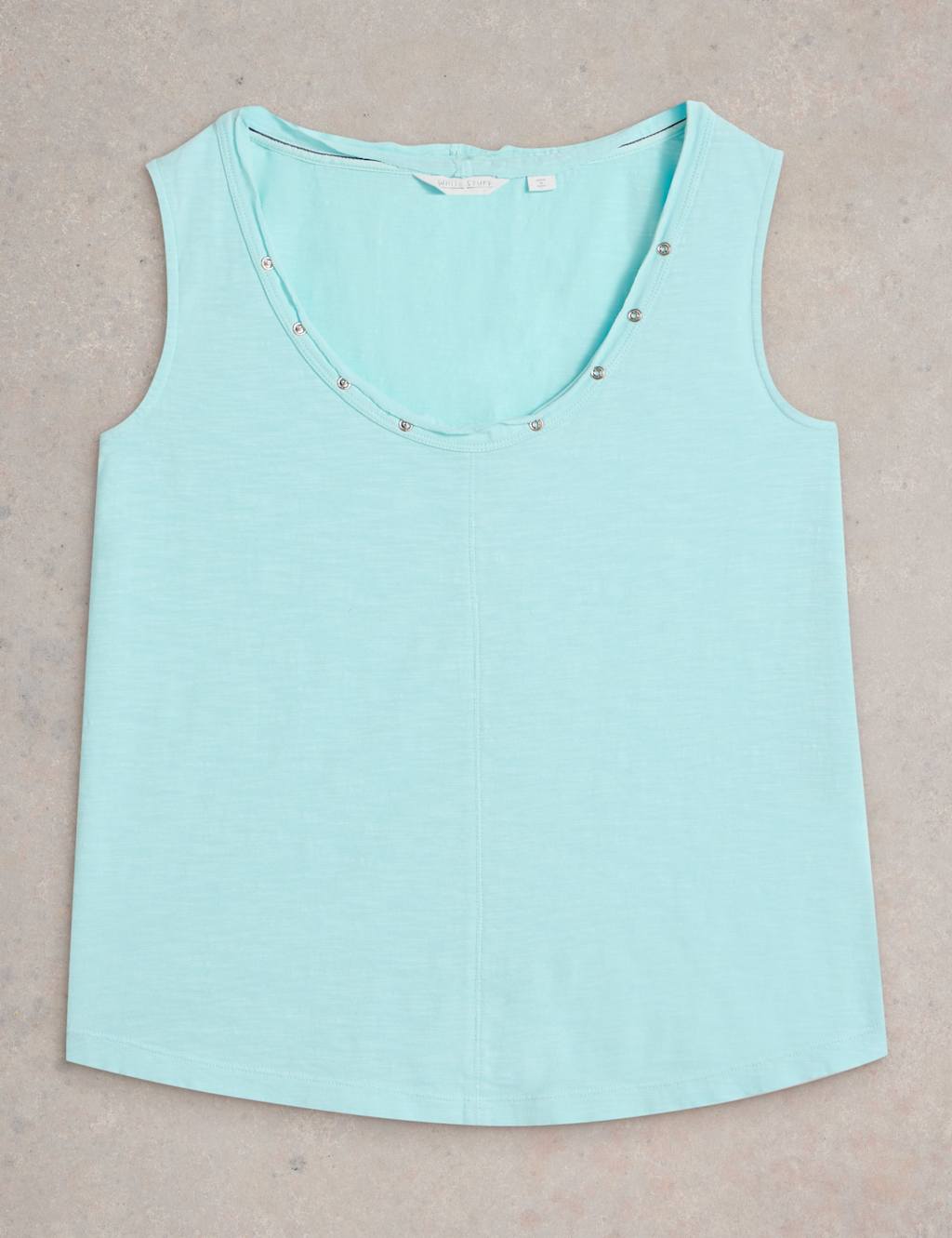 Pure Cotton Scoop Neck Button Detail Vest Top 2 of 6
