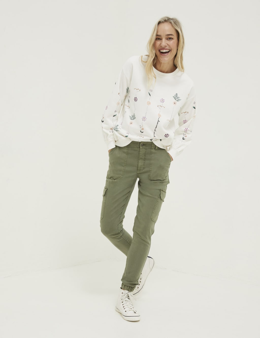 Cotton Rich Cargo Cuffed Trousers 1 of 4