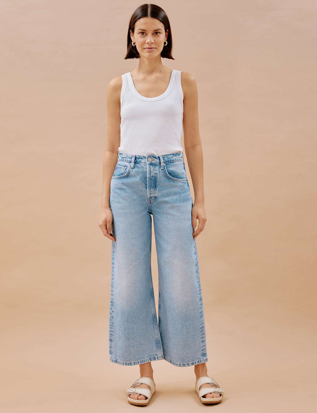 Mid Rise Wide Leg Cropped Jeans 1 of 5