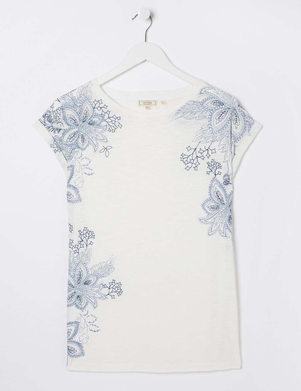 Modal Blend Embroidered Flower T Shirt Off White