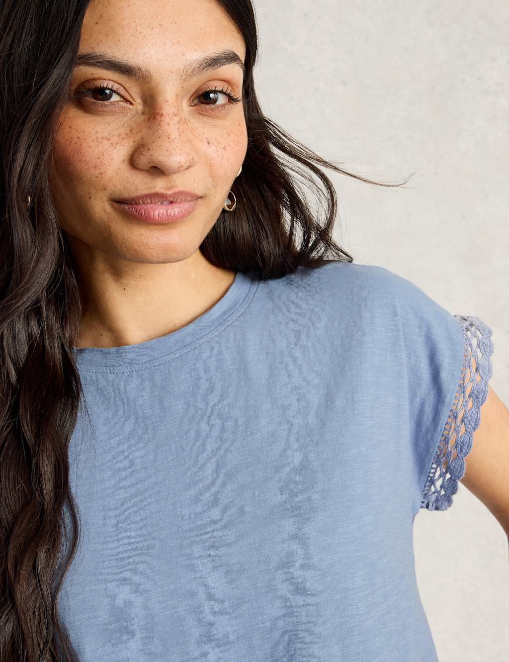 Pure Cotton Lace Trim T-Shirt 5 of 6