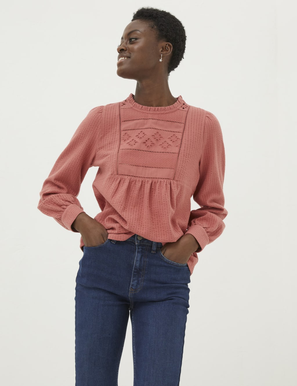 Pure Cotton Embroidered Textured Top 1 of 5