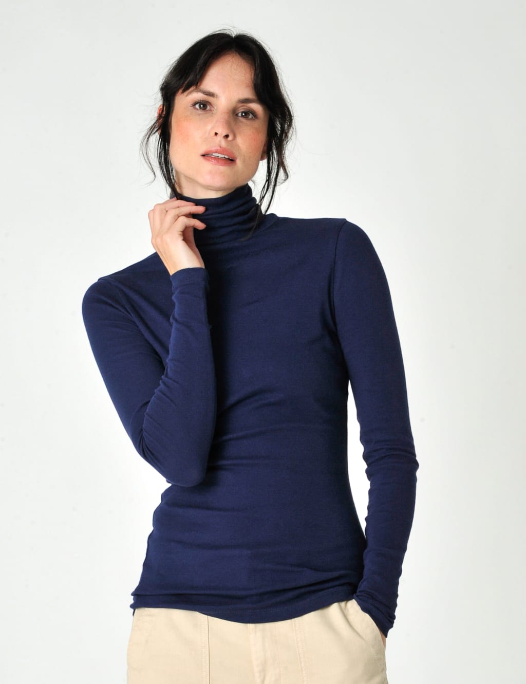 Pure Cotton Ribbed Roll Neck Top 1 of 5