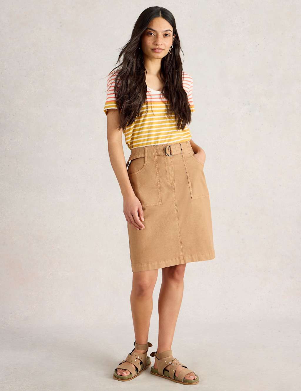 Pure Cotton Striped Button Detail T-Shirt 3 of 6