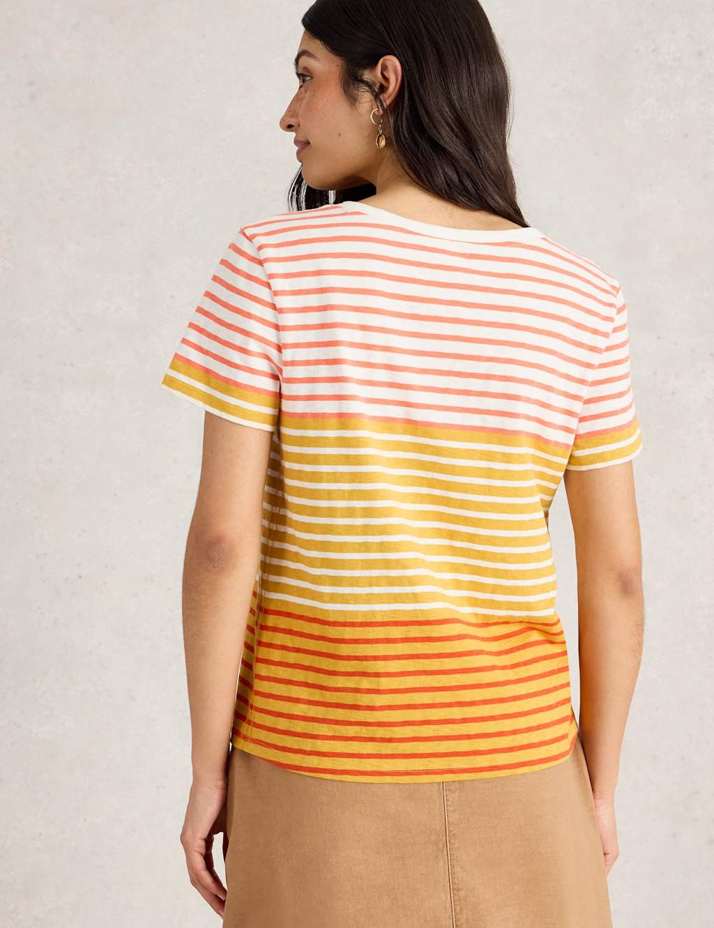 Pure Cotton Striped Button Detail T-Shirt 4 of 6