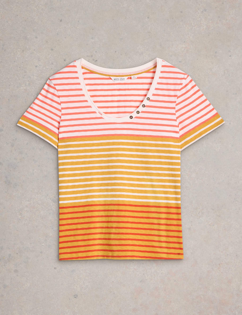 Pure Cotton Striped Button Detail T-Shirt 2 of 6