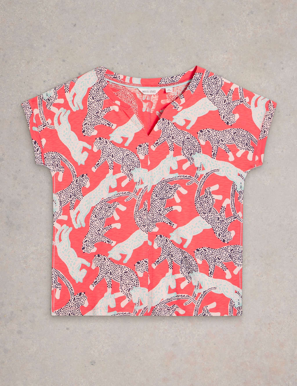 Cotton Rich Animal Print Notch Neck T-Shirt 2 of 6