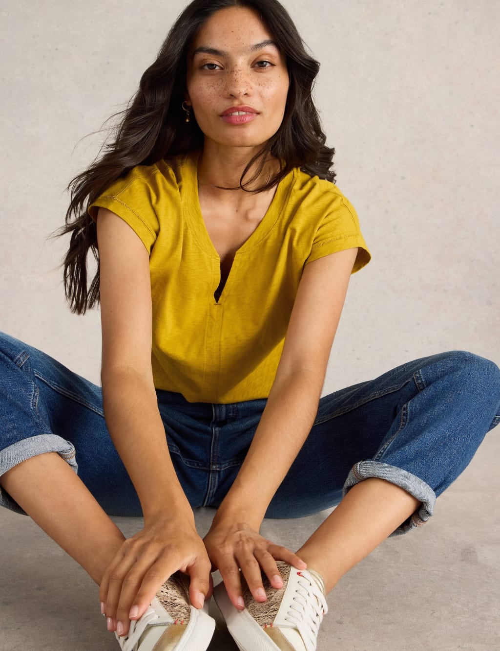 Pure Cotton Notch Neck T-Shirt 4 of 10