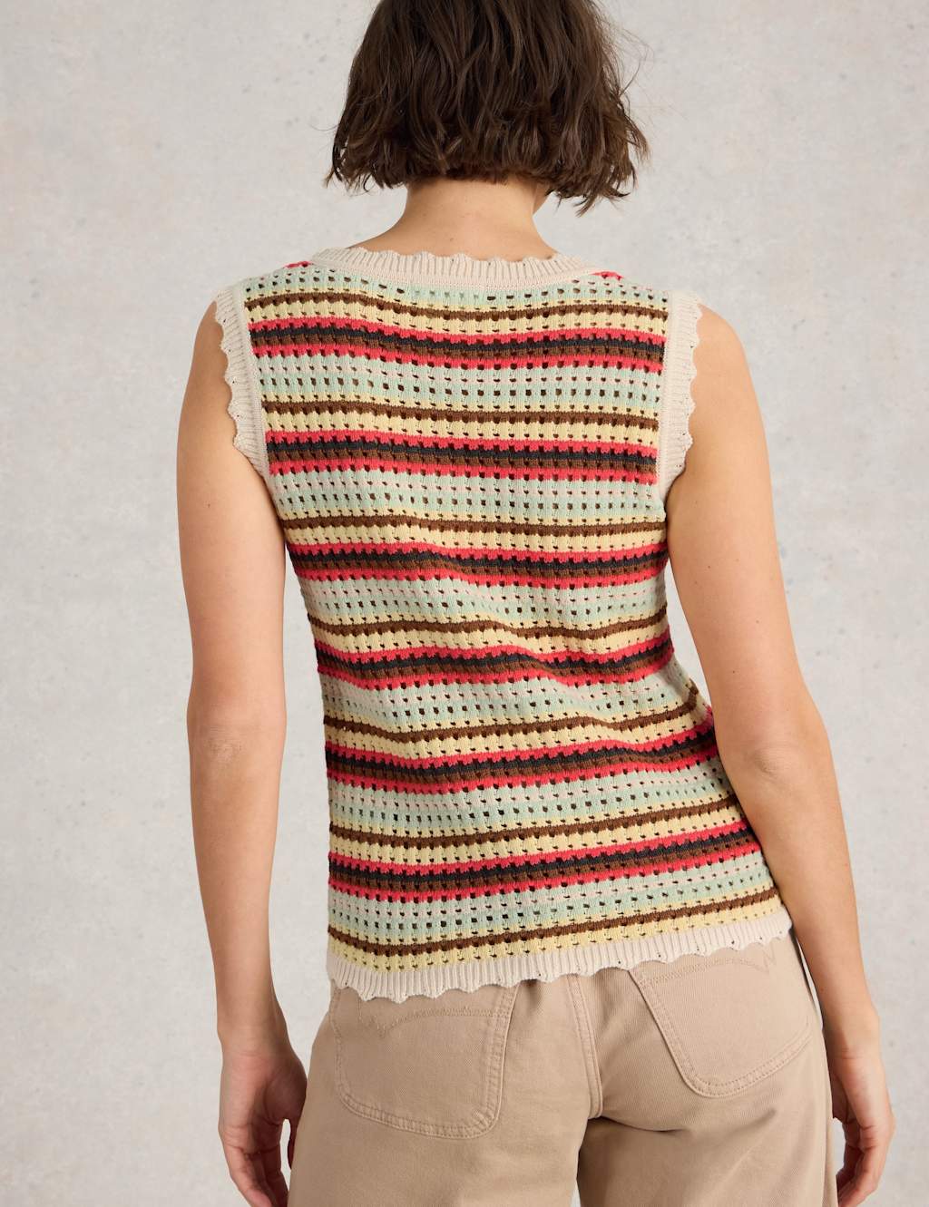 Pure Cotton Striped Textured Knitted Vest 4 of 6