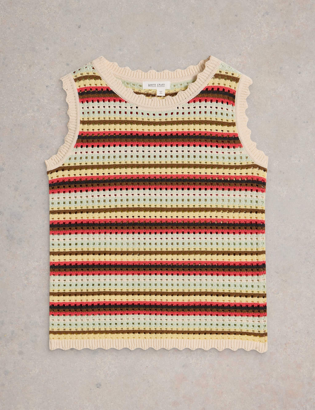 Pure Cotton Striped Textured Knitted Vest 2 of 6