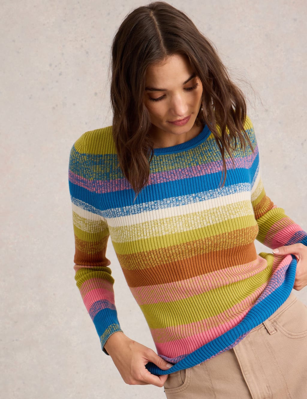 Ribbed striped sweater deals