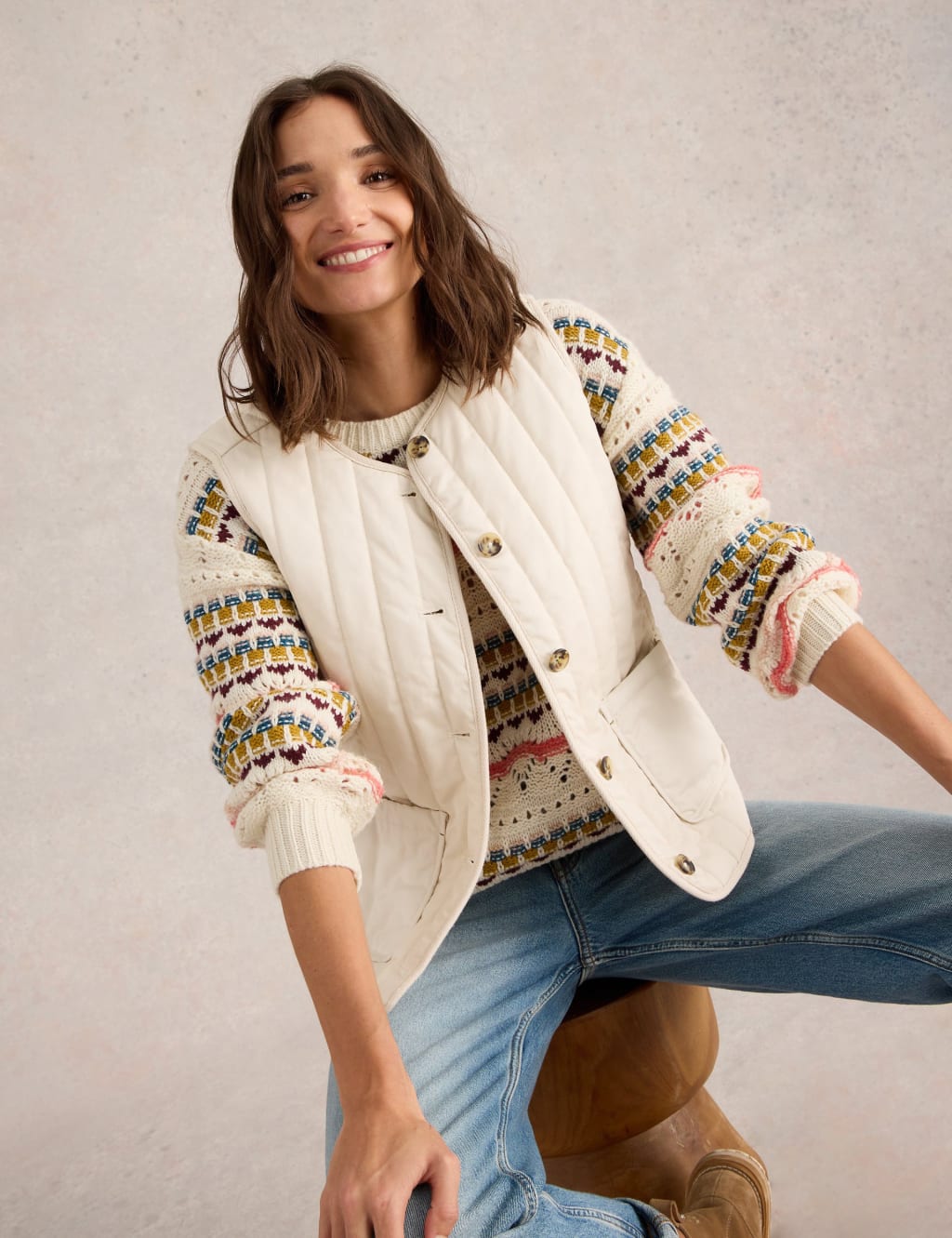 Quilted cotton cardigan sweater online