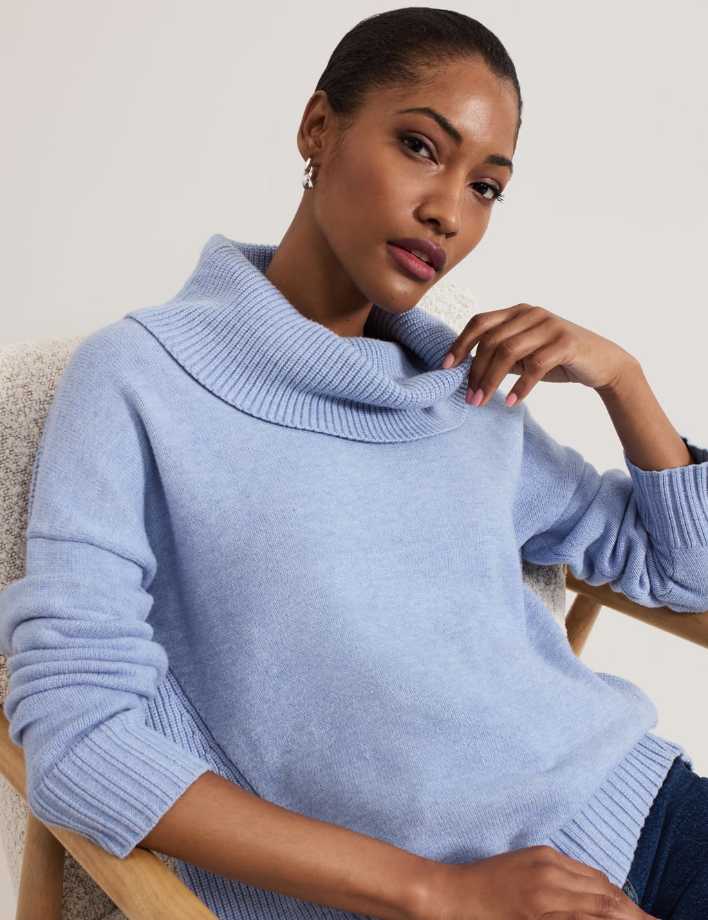 Polo cowl neck sweater clearance