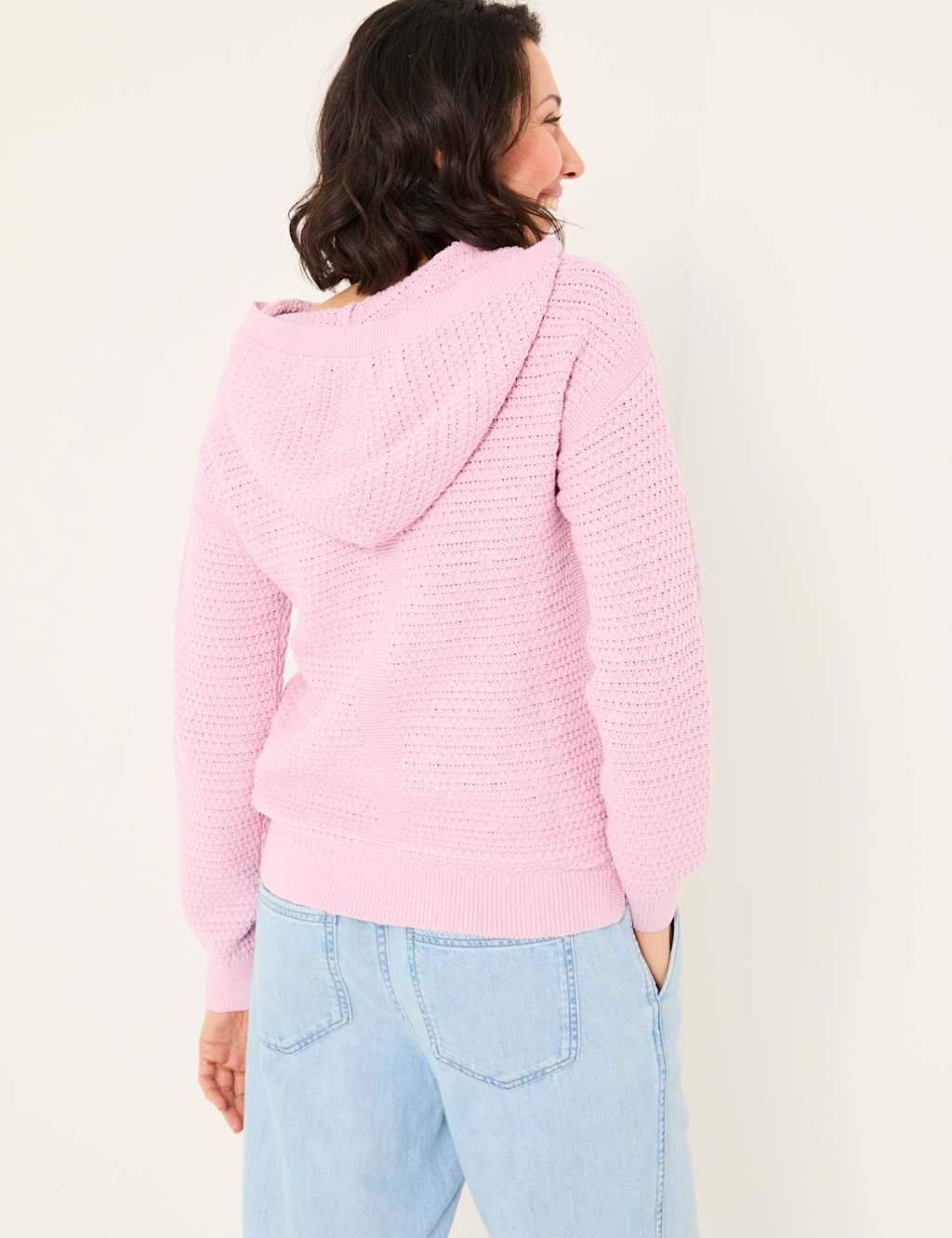 Pure Cotton Textured V-Neck Hoodie 3 of 5