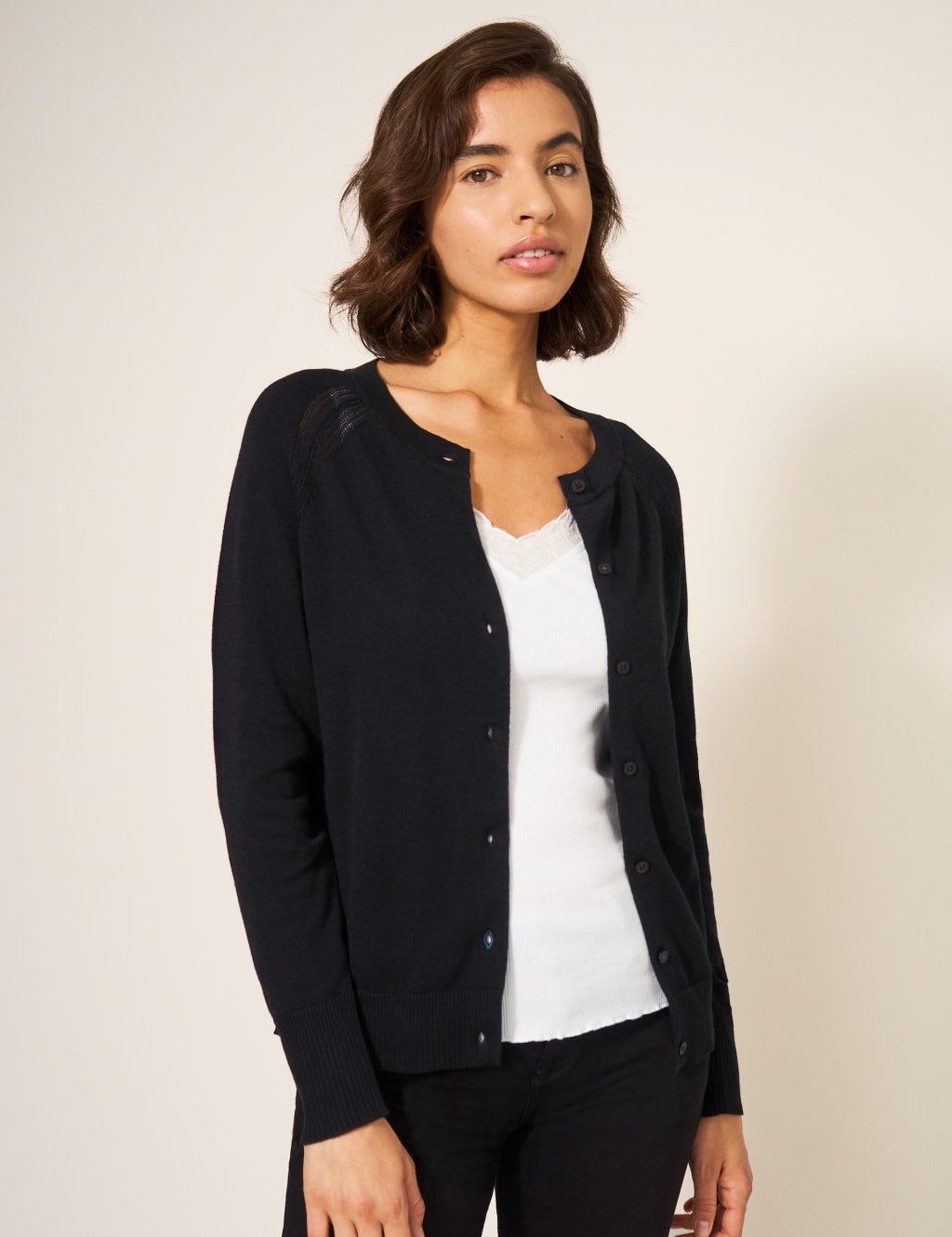 Pure Cotton Crew Neck Cardigan White Stuff M S