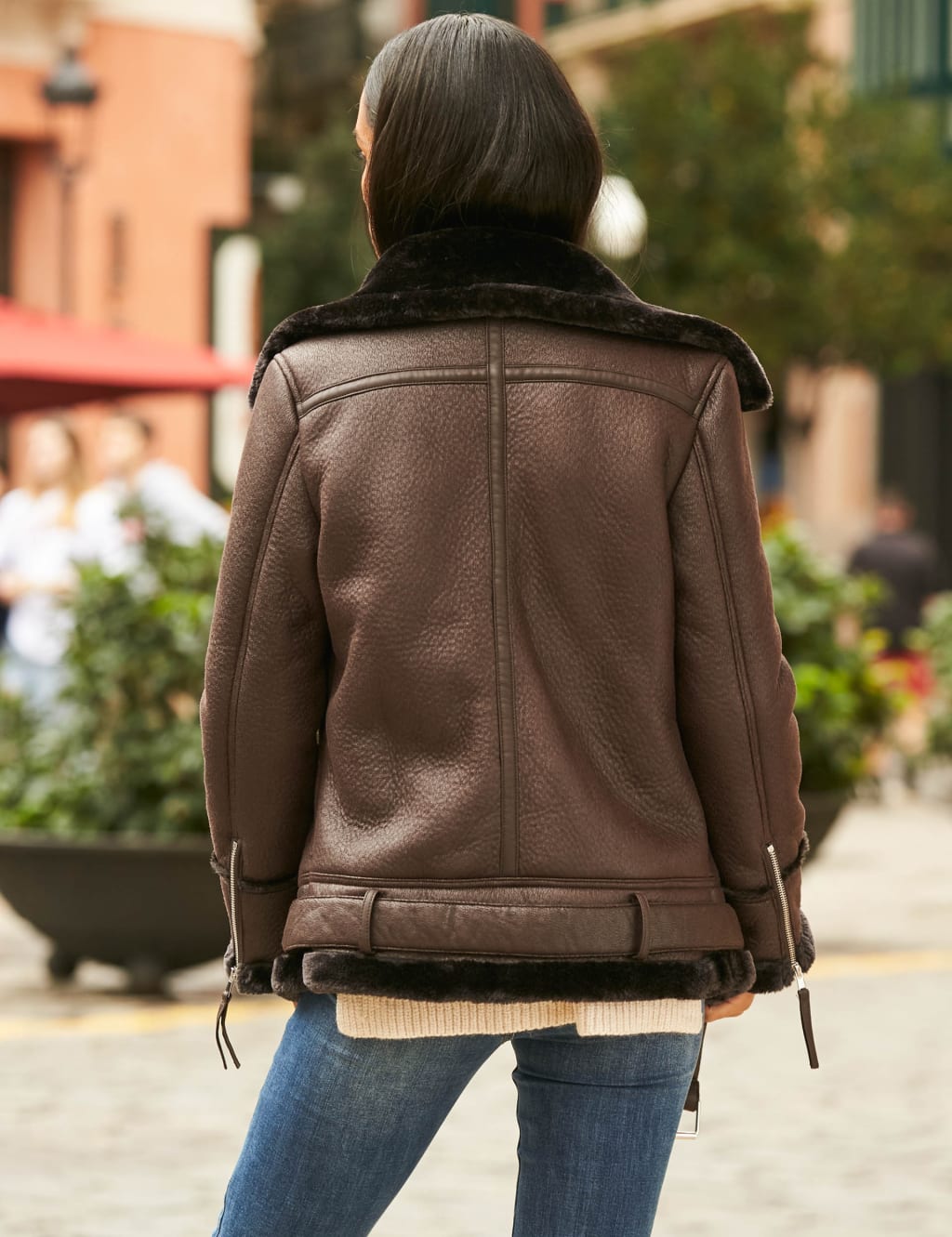 Faux Shearling Aviator Jacket SOSANDAR M S