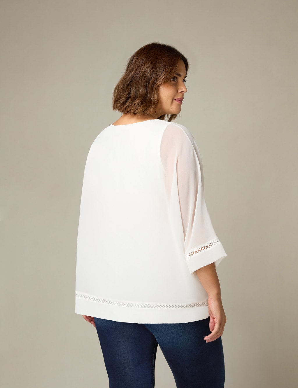 Sheer Embroidered Trim Relaxed Top 3 of 4