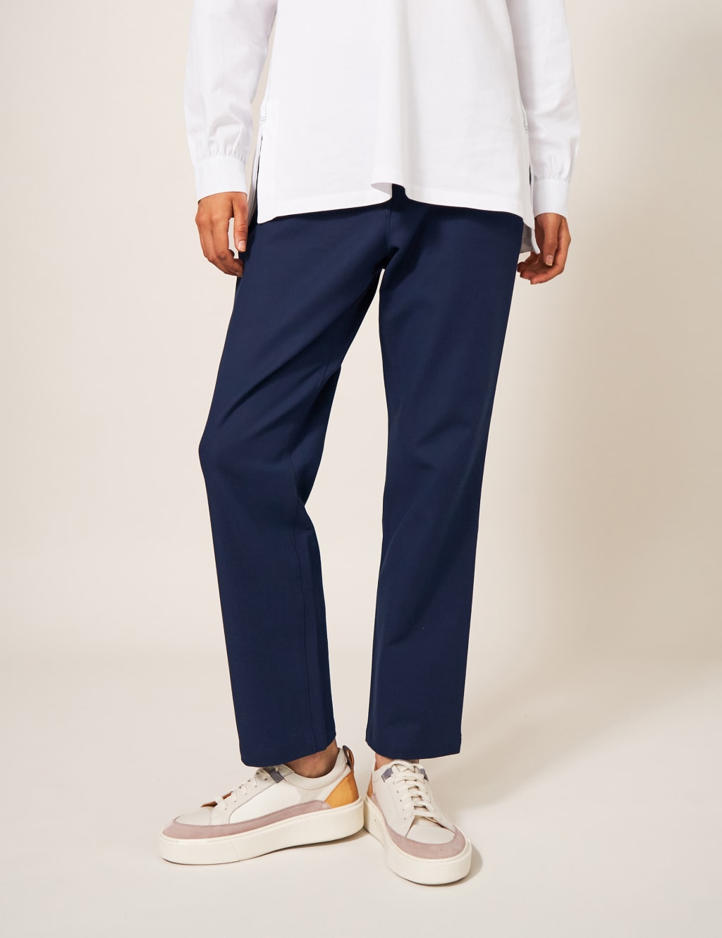 Cotton Rich Slim Fit Ankle Grazer Trousers 1 of 6