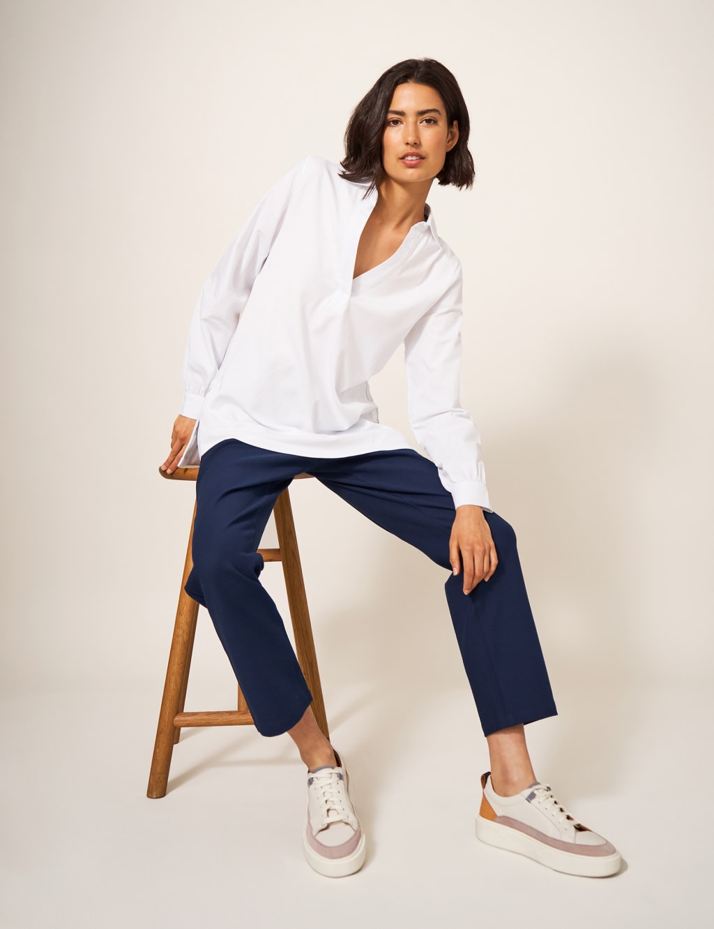 Cotton Rich Slim Fit Ankle Grazer Trousers 4 of 6