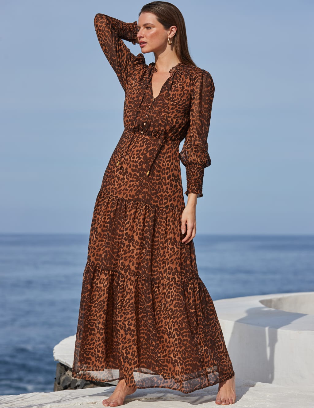 IMAGEKOPE Women's Plus Size Animal Print Kaftan - Batwing Beach Cover-Up Dress