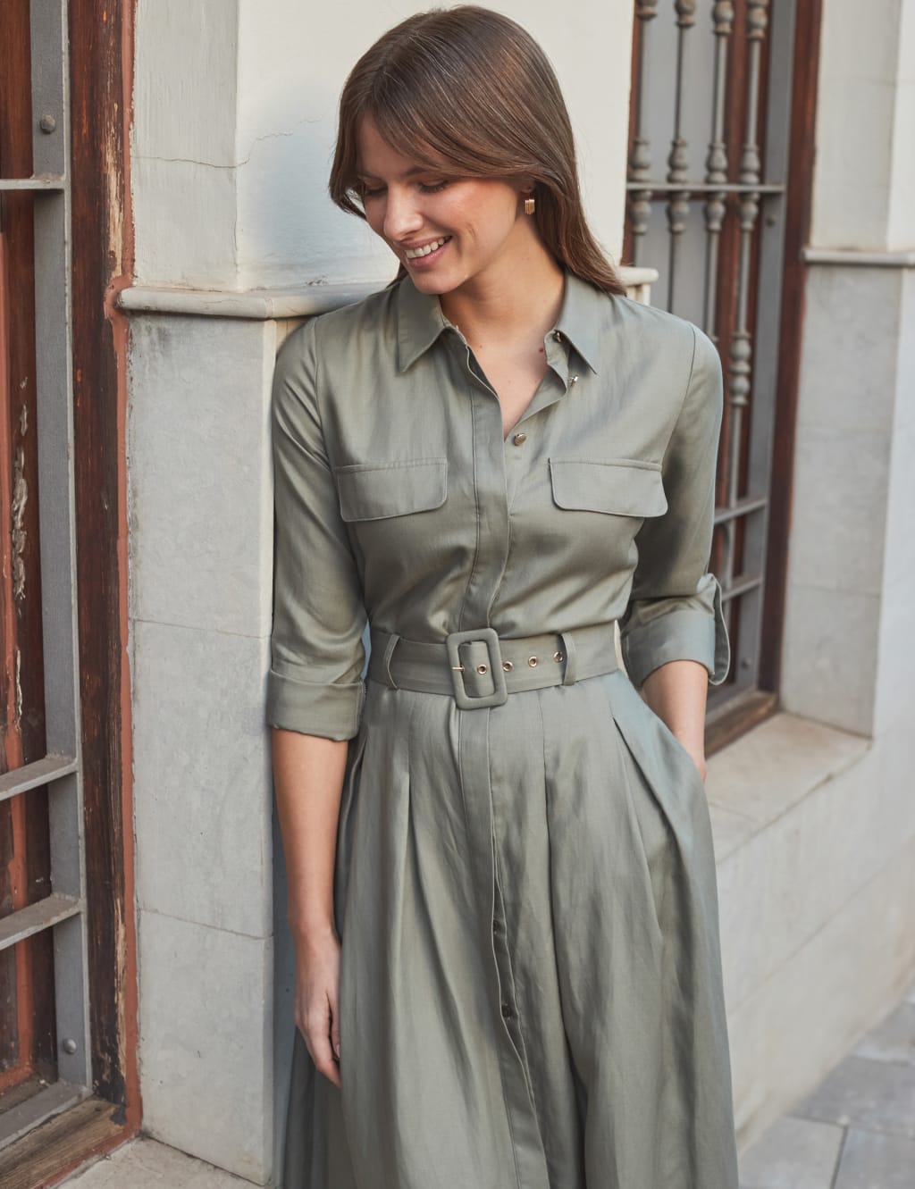 Lyocell™ Rich Utility Midaxi Shirt Dress 3 of 6