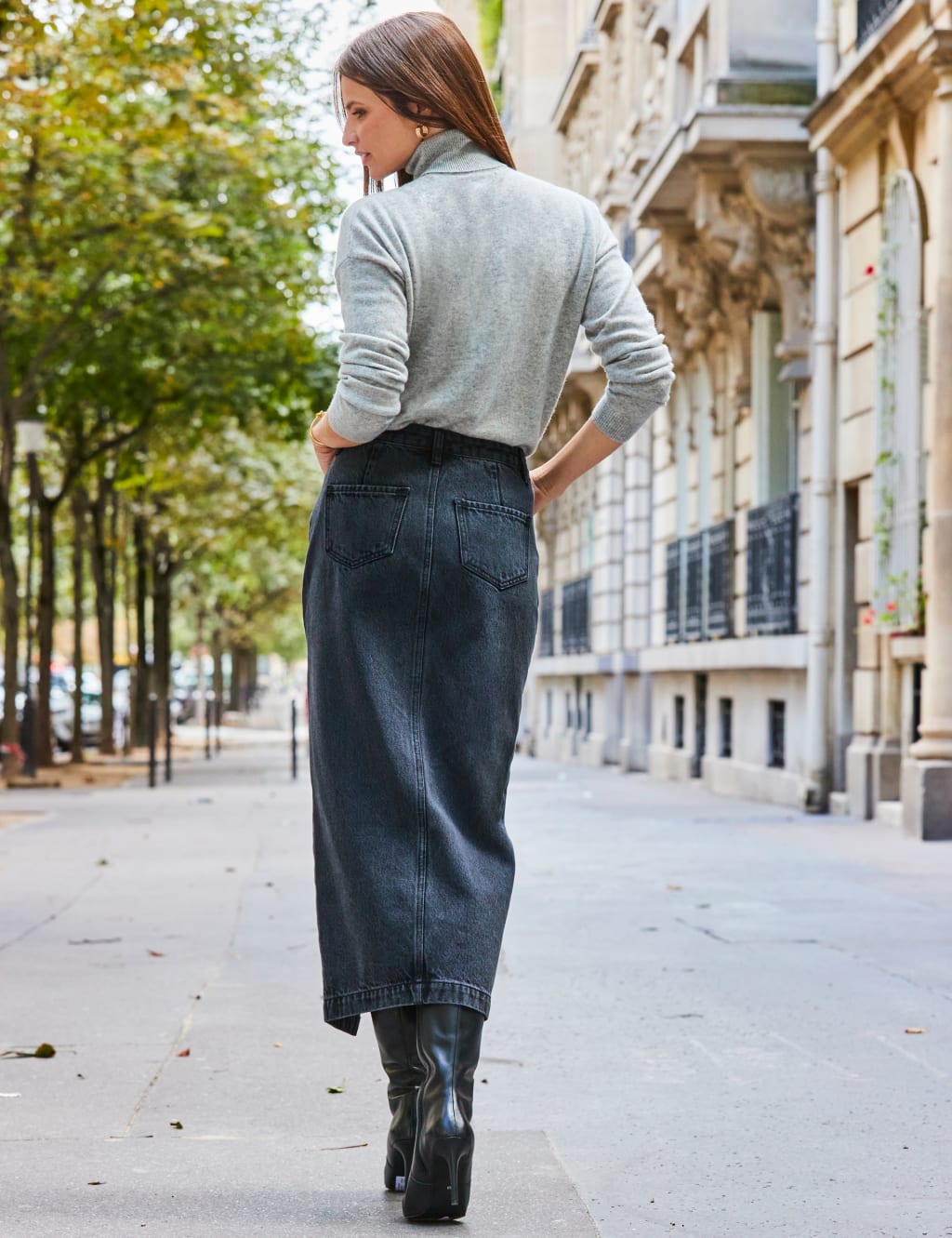 Denim Midi Skirt
