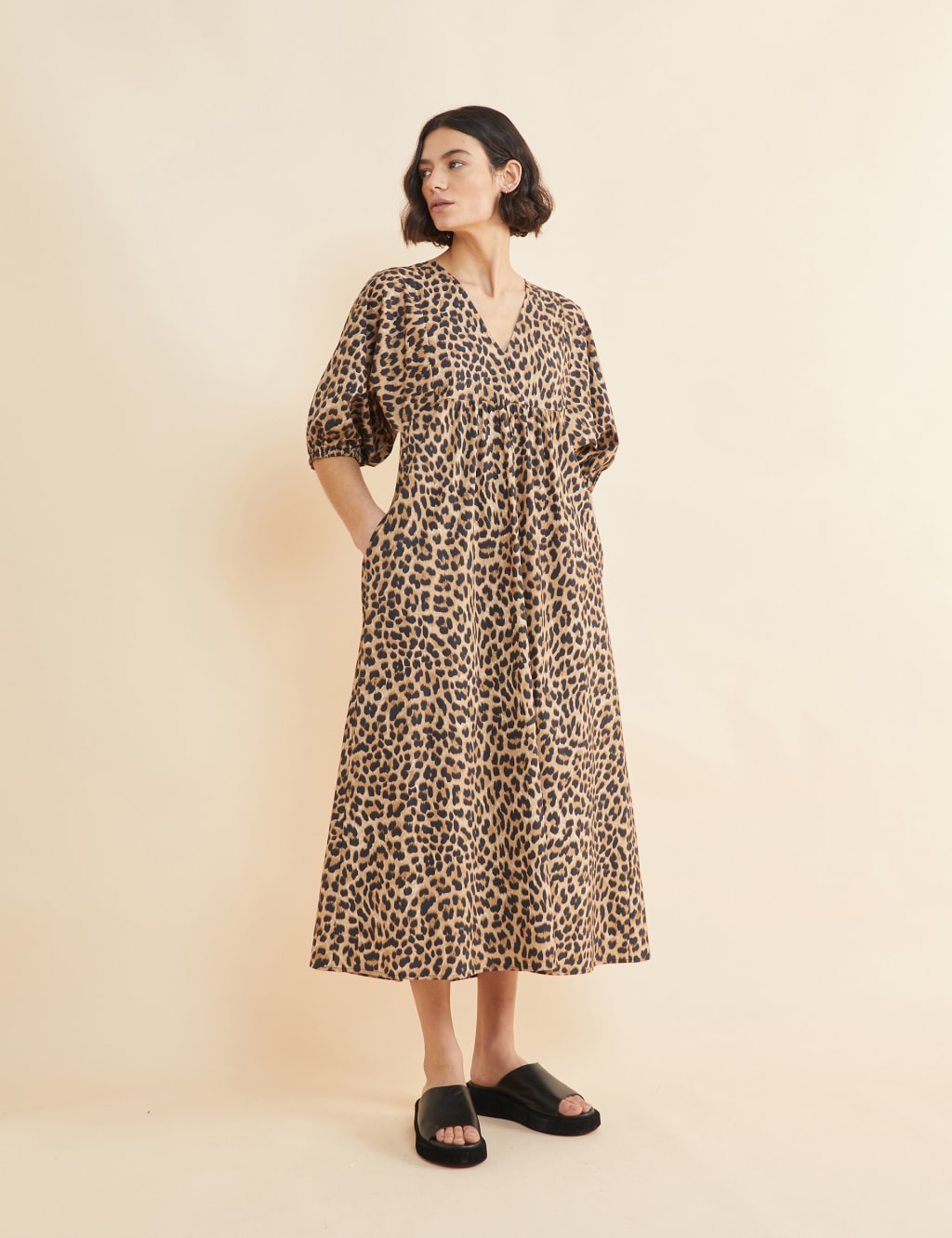 Cotton Animal Print V-Neck Dress 1 of 4