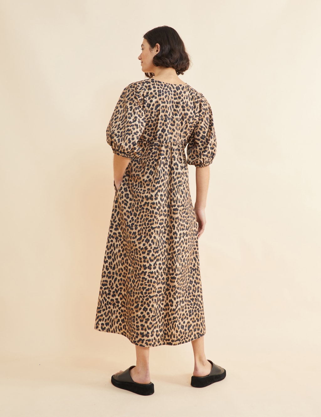 Cotton Animal Print V-Neck Dress 4 of 4