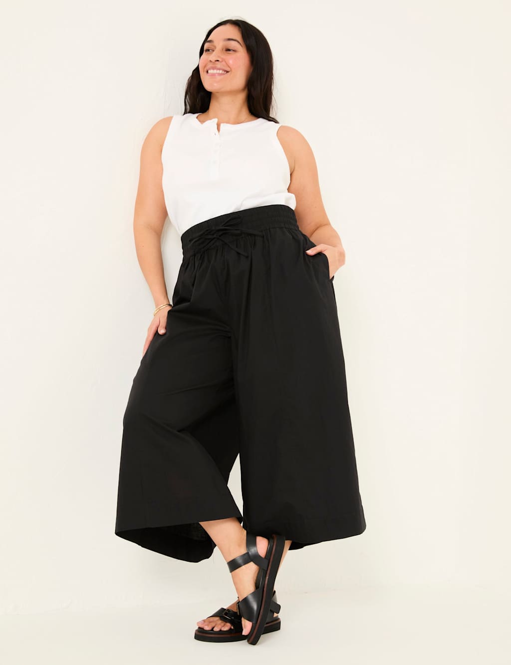 Pure Cotton Drawstring Wide Leg Culottes 1 of 6